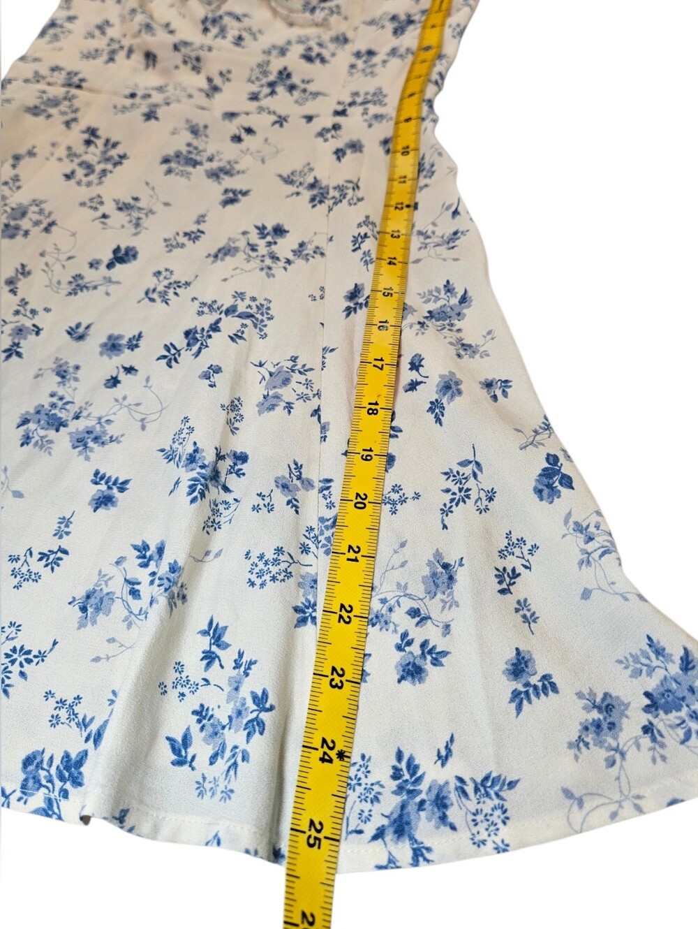 Reformation Cream Mini Dress with Blue Floral Print - Picture 5 of 9